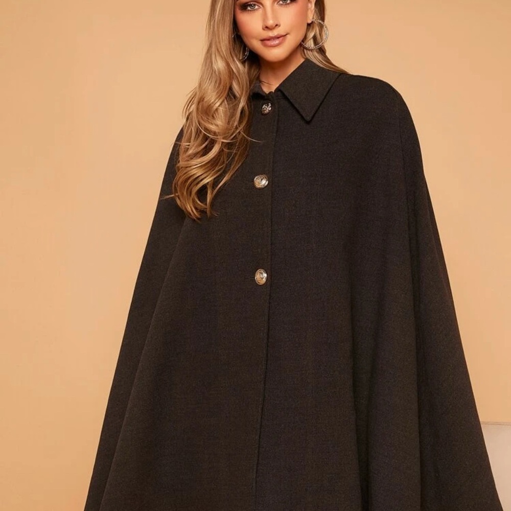 Elegant Black Cape Coat